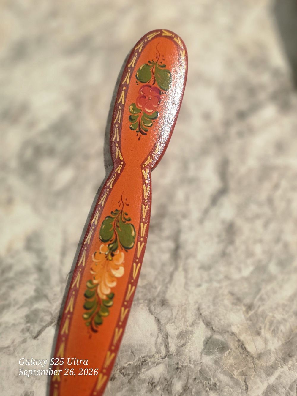 Hand-Painted Orange Decorative Wooden Letter Opener